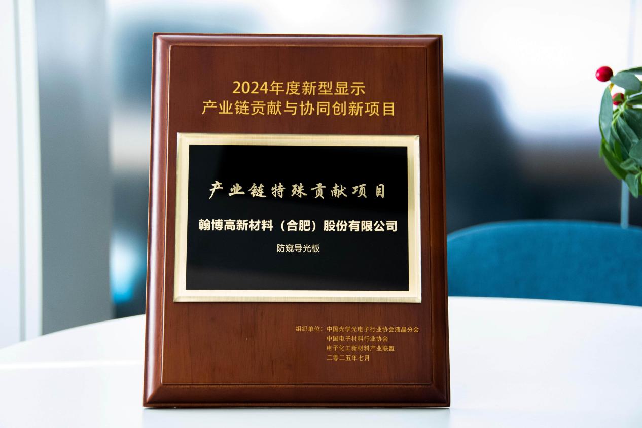 BSport体育官网高新荣膺2024年度新型显示产业链“特殊贡献项目”大奖|创新防窥导光板技术获权威认可